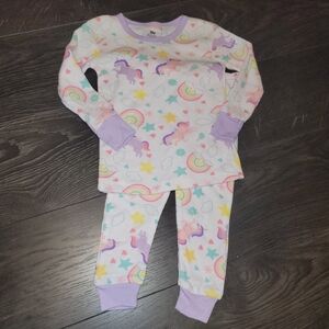 🛍Waffle Unicorn and Rainbow Pajama Set for Kids 12-18 Months New Without Tags